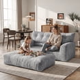 thumbnail image 3 of BEHOST 55" Loveseat Couch with Extra Deep Seats, Chenille 2-Seater Sofa with Side Storage & 2 Pillows，Cloud Sofa for Living Room & Small Spaces，Dark Gray, 3 of 10