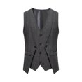 thumbnail image 5 of Yaoyar Mens Suit Vest Formal Slim Fit V-Neck Dress solid color pocketed retro single-breasted fake two-piece suit vest for Suit or Tuxedo Wedding Business, 5 of 8