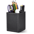 2Pack PU Leather Pens Pencils Holder Cup Desktop Stationery Organizer
