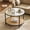 Black Rattan - Round, variant on Ktaxon Rustic Coffee Table, Transparent Glass 2-Tier Oval Vintage Minimalist Design Center Table Rust Resistant Narrow Table for Living Room, Black