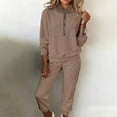 thumbnail image 2 of Wutalume Women's Fashion 2-Piece Solid Color Sweatshirt Set, Long Sleeve Top and Jogger Pants, Casual Sportswear Outfit,Khaki 2XL, 2 of 5