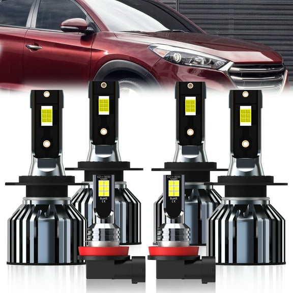 QIPEIZSP compatible for Hyundai Tucson 2016-2018 Led Headlights H7 H7 & Fog Lights H11 Bulbs 6 Pcs