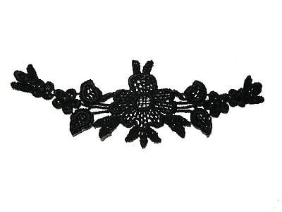 Lily 5.75" x 2" White Ivory Black Collar Neckline Applique Floral Venise Lace