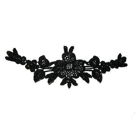 Lily 5.75" x 2" White Ivory Black Collar Neckline Applique Floral Venise Lace