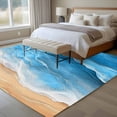 thumbnail image 4 of Blue Coastal Beach Area Rugs 5'x8', Washable Small Throw Rugs for Classroom Bedroom, Summer Nautical Ocean Beige Seaside Indoor Outdoor Rug Non-Slip Low Pile Carpet Runner Reversible Floor Mats, 4 of 8