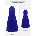 thumbnail image 5 of QAFOPEH Women Sleeveless Tie Waist Pleated Hem Solid Color Halter Dress, 5 of 7