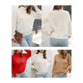 thumbnail image 4 of Suéter de mujer Cuello alto Cable Suéteres casuales sueltos CACAGOO Camiseta de manga corta, 4 of 7