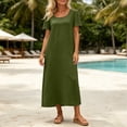 thumbnail image 6 of Horkkom Tshirt Dress Women Summer Short Sleeve Crew Neck Maxi Dresses Vacation Loose Casual Dresses with Pockets S, 6 of 9