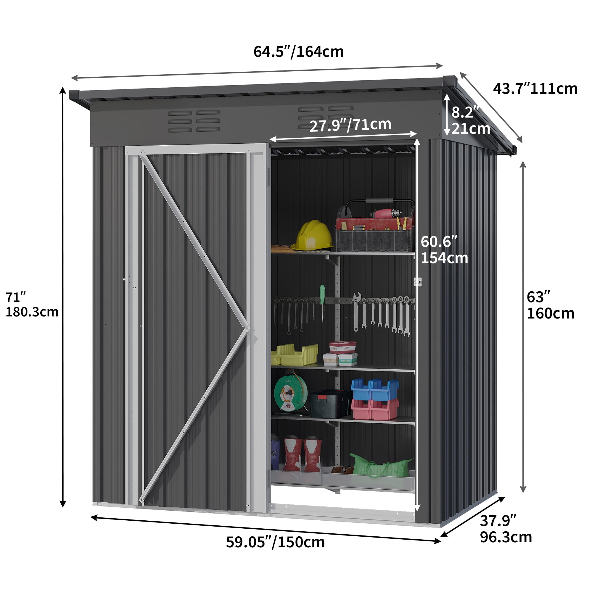Dextrus Outdoor Storage Shed 5x3FT, Heavy Duty Metal Tool Sheds Storage House with Single Lockable Door & Air Vent for Garden, Patio, Lawn to Store Bikes, Trash Bins, Tools, Lawnmowers
