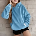 thumbnail image 3 of Eltusu Girls Hoodies with Pockets, Casual Pullover Solid Color Long Sleeve Girls Sweatshirts Blue Size 12-13 T, 3 of 8