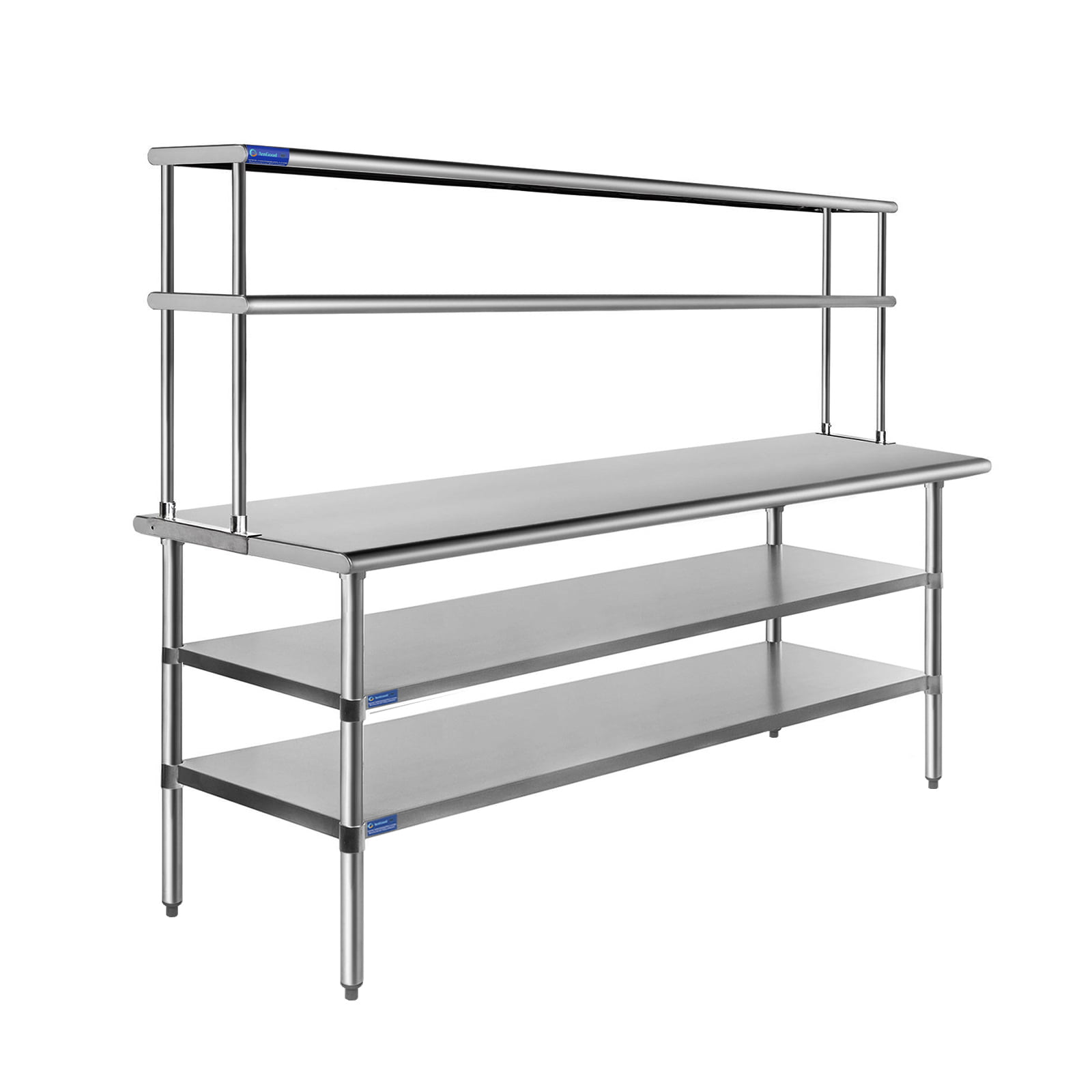 Adjustable Double Overshelf 14 X 72 Stainless Steel for Work Table 