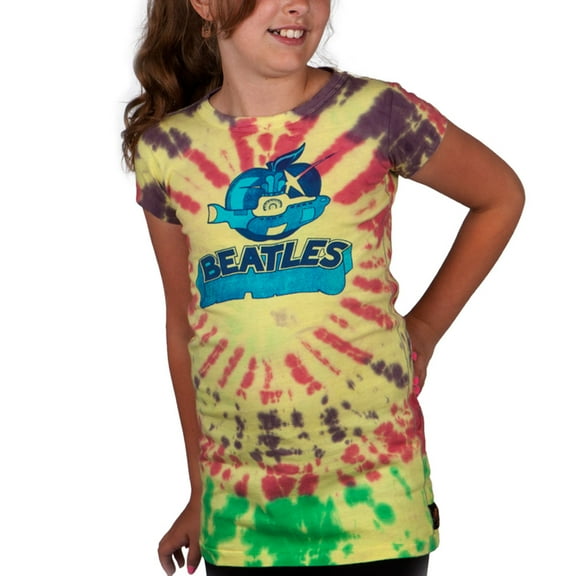 The Beatles Girls Yellow Sub Tie-Dye Premium Short Sleeve T Shirt
