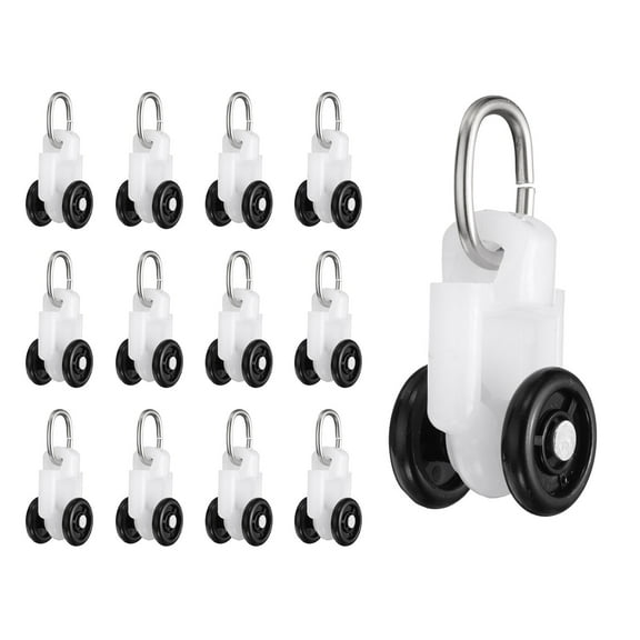 30Pcs Curtain Track Rollers Curtain Rail Pulleys Runners with Dual Wheel Roller for Window Tracks Carrier(Black)