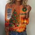 thumbnail image 2 of Christmas Tshirts Women Long Sleeve T-Shirt with Christmas Tree Print Round Neck Holiday Fashion Top for Casual Wear Blouse My Items, 2 of 4