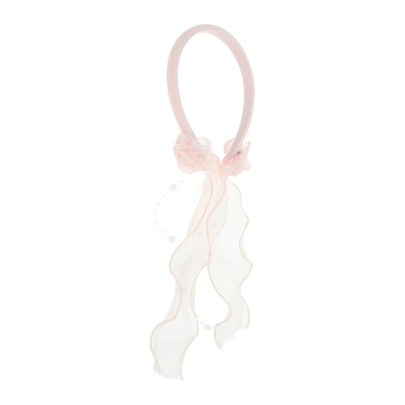 Unique Bargains 1 Pc Headband Floral Ribbons Hair Accessories for Women Pink