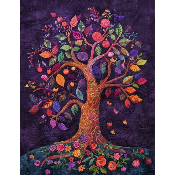 A Tree of Life Colorful Leaves DIY 11CT Stamped Cross Stitch Kits for Beginners Easy Needlepoint Embroidery Counted Cross Stitch Art Craft for Wall Decoration 12x16inch(1)