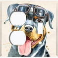 thumbnail image 4 of Metal Light Switch Plate Cover Cute Rottweiler Aviator Outfit Beige DOG020, 4 of 13