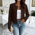 thumbnail image 6 of Thousandth Women's Cropped Blazer Open Front Collarless Long Sleeve Business Coats Casual Work Office Lightweight Dressy Suit Jacket, 6 of 8