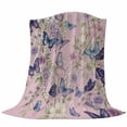thumbnail image 6 of Pink Flowers Blanket Soft Cozy Warm Throw Blanket for Couch, Plush Fuzzy Flannel Fleece Blankets for Sofa, Spring Floral Purple Butterflies Farmhouse Bed Blankets Lightweight Gifts for Women, 40"x50", 6 of 9