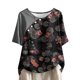 thumbnail image 5 of Tops Florales para las Mujeres Impreso Suéter Cuello Redondo Manga Corta, Ligero Y Casual Tops Cortos para las Mujeres, 5 of 5