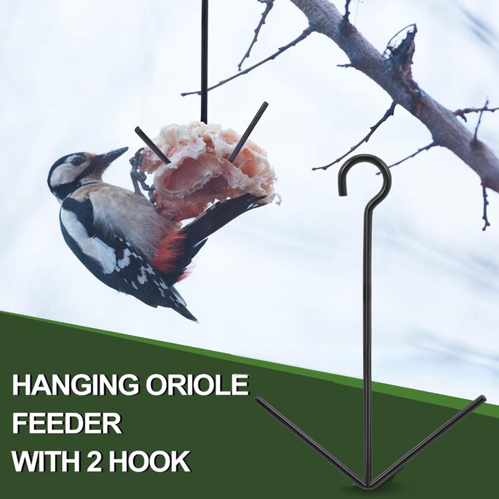 ERTZAE Oriole Bird Feeder,Orange Fruit Oriole Feeder,Hanging Orange Fruit,Outside Black Fruit Holder,Outdoors Garden Patio,Hanging Bird Feeder 11x17in,Garden Hook,Bird Feeder for Patio Window Balcony