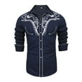 thumbnail image 1 of Daupanzees Men's Long Sleeve Embroidered Shirts Slim Fit Casual Button Down Shirt S-XXL, 1 of 5