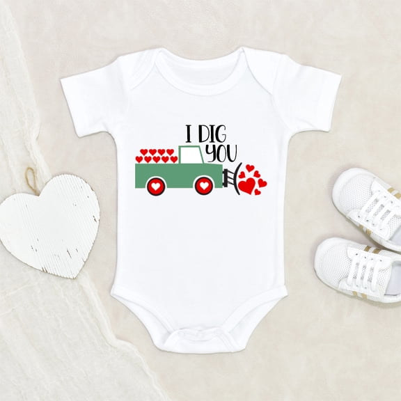 Cute Valentines Day Clothes - I Dug You Tractors Clothes - Valentines Baby Clothes