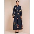 thumbnail image 5 of Multicolor Floral Print Long Sleeve Waist-Cinched A-Line Maxi Shirt Dress For Women, 5 of 7