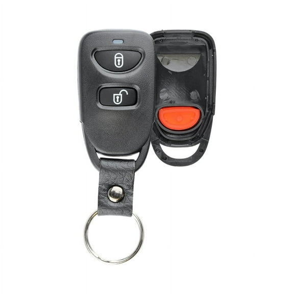 KeylessOption Keyless Remote Key Fob Case Shell Button Pad Cover with Leather Strap for Hyundai Kia