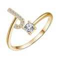 thumbnail image 2 of Fridja Jewelry Personalized Gold Bold Initial Letter Open Ring Adjustable Women Statement Rings Party|Women Signet Ring|18K Gold Plated Open Alphabet Rings|Letter A to Z, 2 of 9