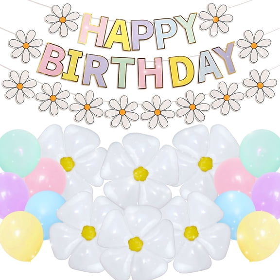 Daisy Macaron Birthday Party Decorations - Spring Garden Themed All-in-One Decor Set