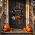 thumbnail image 1 of Halloween Welcome Door Hanger Sign, Wooden Gnome Pumpkin Crow Wreath with Jute Rope, Fall Front Door Porch Wall Decor for Entryway Party Home, 1 of 3
