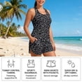 thumbnail image 5 of Xoenoiee Black Leopard Print Blouson Tankini Swimsuits for Women 2026 Tummy Control Two Piece Bathing Suits with Sporty Pockets Swim Shorts, S, 5 of 7