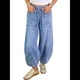 thumbnail image 1 of Pantalones Vaqueros Holgados de Cintura Alta con Cordón Elástico para Mujer Azul XL, 1 of 7