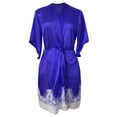 thumbnail image 4 of Woman Nightgown Clearance Women Lace Silk Long Sleeve Pajamas Sleepwear Robe With Belt Bathrobe, 4 of 5