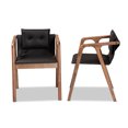 thumbnail image 3 of Baxton Studio Marcena Mid-Century Modern Black Imitation Leather Upholstered and Walnut Brown Finished Wood 2-Piece, 3 of 5