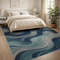thumbnail image 3 of ODIKA 8'x10' Washable Area Rug Beige That Ocean Inspired Marbled Couch Grey Large Abstract Navy for King Size Bedroom Under Bed, Master Suite, Non-Shedding, Easy Care, 3 of 7