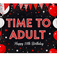 thumbnail image 4 of Red White Balloon Star Themed Happy 18th Birthday Banner, Time to Adult Backdrop Party Decorations Photography Props Decor Background for Birthday Party Celebration Event Photo Booth, 4 of 4