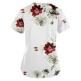thumbnail image 4 of EHTMSAK Scrub Tops Floral with Pocket Short Sleeve V-Neck Tops Working Uniform Print with Pockets Blouse Casual Nurse Shirts Scrubs on Clearance Red 5X, 4 of 7