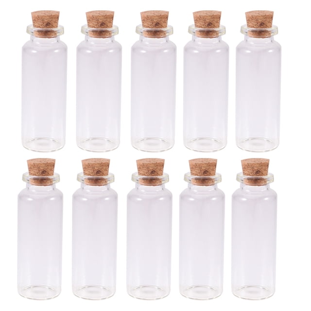 Botellas de vidrio de corcho de 24 piezas Botella de deseo a la deriva Mini botellas de vidrio transparentes vacías pequeñas para el hogar Suministros de almacenamiento de cosas pequeñas (15 ml)