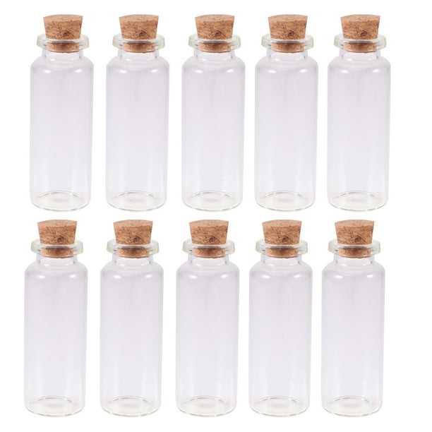 Botellas de vidrio de corcho de 24 piezas Botella de deseo a la deriva Mini botellas de vidrio transparentes vacías pequeñas para el hogar Suministros de almacenamiento de cosas pequeñas (15 ml)