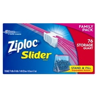 Ziploc Slider Zipper Food Storage Bags, Quart, 76 Ct