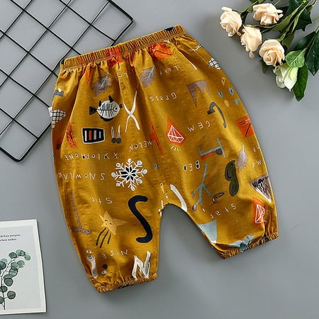 

Child Unisex Pants Breathable Trousers Loose Crotch Born Print Cartoon Pants Baby Kid Summer