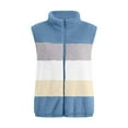 thumbnail image 6 of Usmixi Winter Fleece Vest for Women Fuzzy Fluffy Sherpa Jacket for Women Plus Size Open Front Zip Fleece Coats Fashion Color Block Stand Neck Sleeveless Outwear Fleece Vest Under $5, 6 of 7