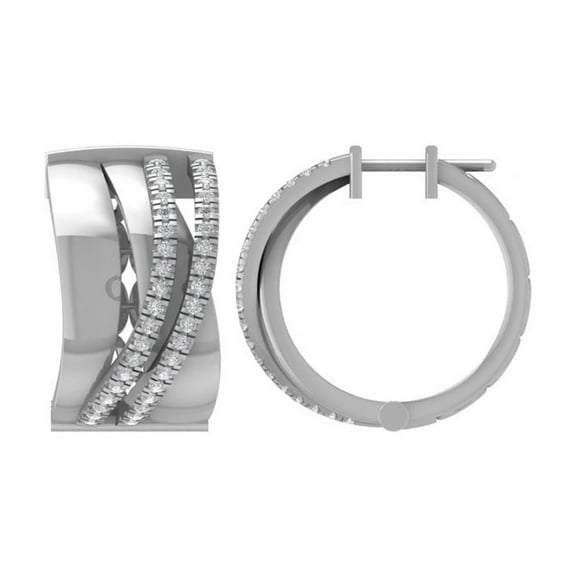 ARAIYA FINE JEWELRY 14K White Gold Diamond Hoop Earrings (1/2 cttw, I2-I3 Clarity, I-J Color)