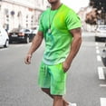 thumbnail image 2 of Taqqpue Men's Summer Short Sleeve T-Shirt & Shorts 2 Piece Outfits Printed Plus Size Casual Sports Athletic Jogging Sets S-5XL, 2 of 7