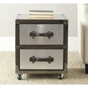 Safavieh Gage Solid Two Drawer Rolling Chest, Black/Silver