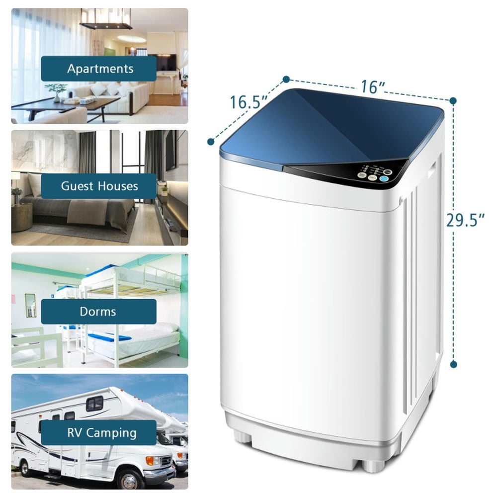 GVN Washer, Washing Machine,Laundry Machines,Full-Automatic Washing Machine with Built-in Barrel Light-Blue