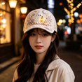 thumbnail image 4 of 3D Halloween Embroidered Baseball Cap for Women Washed Cotton Hat with Pumpkin Ghost Embroidery for Women Gift (Ghost), 4 of 9