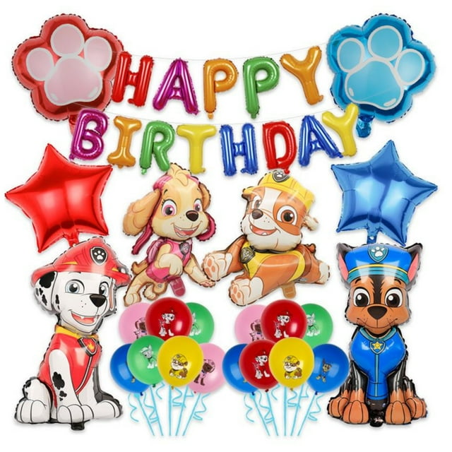 Globos decorativos para fiesta de cumpleaños alusivos a Paw Patrol